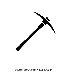 Pickaxe icon. Black icon isolated on white background. Pick axe silhouette. Simple icon. Web site page and mobile app design vector element.