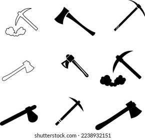 Pickaxe icon. Black icon set illustration on white background..eps