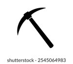 Pickaxe icon. Pickaxe black silhouette vector icon. Pickaxe isolated on a white background.