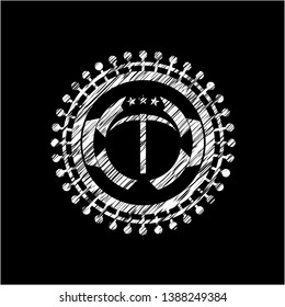 pickaxe icon drawn on blackboard