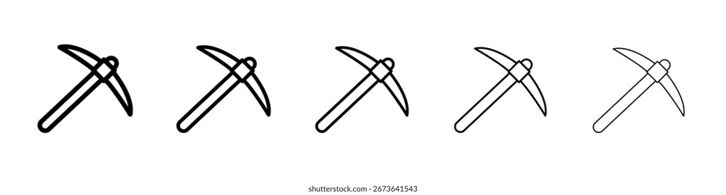 pickaxe icon flat illustration set logo