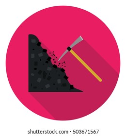 Pickaxe icon in flat style isolated on white background. Mine symbol stock vector illustration.