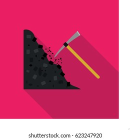 Pickaxe icon in flat style isolated on white background. Mine symbol stock vector illustration.
