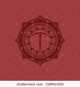 pickaxe icon inside badge with red background