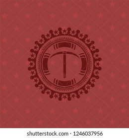 pickaxe icon inside badge with red background
