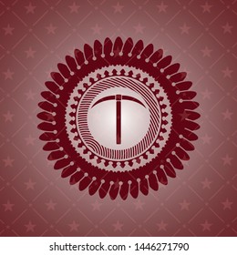 pickaxe icon inside badge with red background