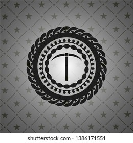 pickaxe icon inside black emblem. Vintage.