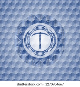 pickaxe icon inside blue badge with geometric pattern background.