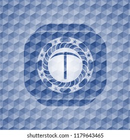 pickaxe icon inside blue hexagon badge.