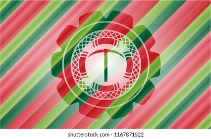 pickaxe icon inside christmas badge.
