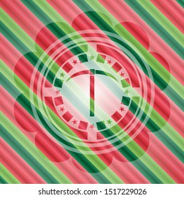 pickaxe icon inside christmas badge.