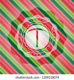 pickaxe icon inside christmas colors emblem.