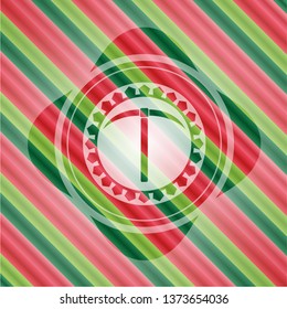 pickaxe icon inside christmas colors emblem.