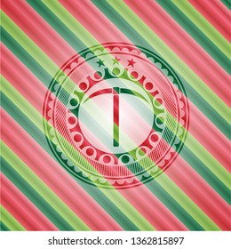 pickaxe icon inside christmas style emblem.