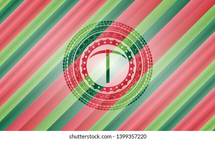 pickaxe icon inside christmas style emblem.