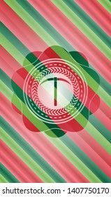 pickaxe icon inside christmas style emblem.