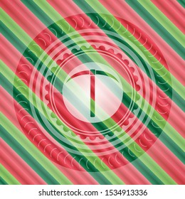 pickaxe icon inside christmas style emblem.