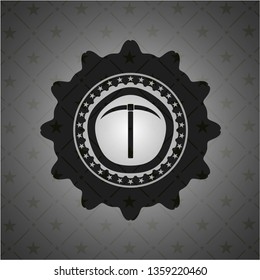 pickaxe icon inside dark badge or emblem
