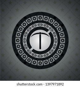 pickaxe icon inside dark emblem