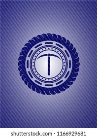 pickaxe icon inside emblem with jean texture