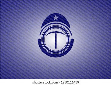 pickaxe icon inside emblem with jean texture