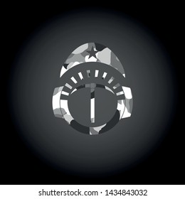 pickaxe icon inside grey camo emblem