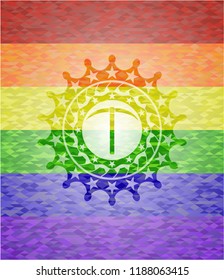 pickaxe icon inside lgbt colors emblem 