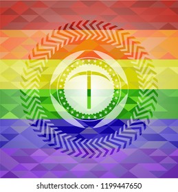 pickaxe icon inside lgbt colors emblem 
