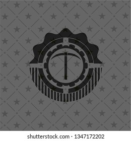 pickaxe icon inside realistic black emblem