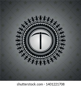 pickaxe icon inside realistic black emblem