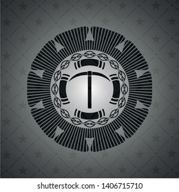 pickaxe icon inside realistic dark emblem