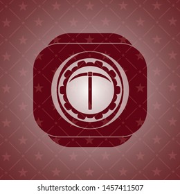pickaxe icon inside red emblem. Vintage.