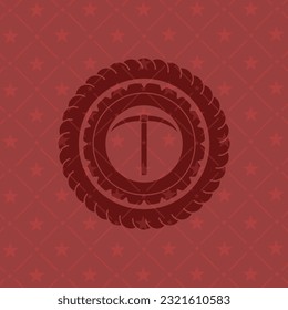 pickaxe icon inside red icon or emblem. 