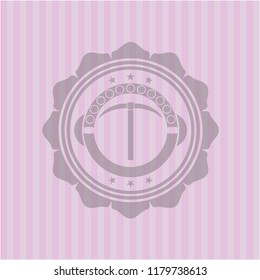 pickaxe icon inside retro pink emblem