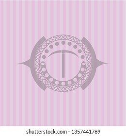pickaxe icon inside retro pink emblem