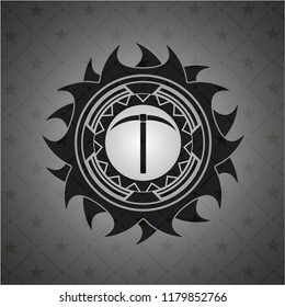 pickaxe icon inside retro style black emblem