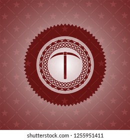 pickaxe icon inside retro style red emblem