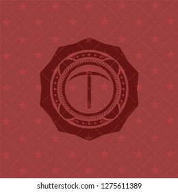 pickaxe icon inside retro style red emblem