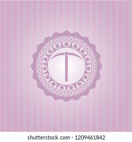 pickaxe icon inside vintage pink emblem