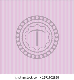 pickaxe icon inside vintage pink emblem