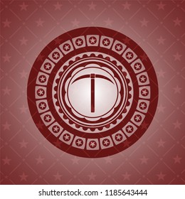 pickaxe icon inside vintage red emblem