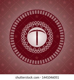 pickaxe icon inside vintage red emblem