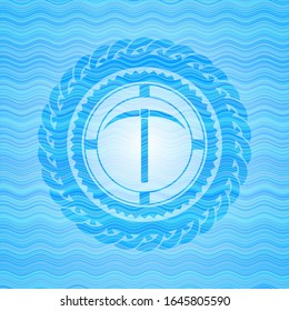 pickaxe icon inside water representation style badge.