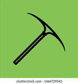 Pickaxe icon isolated on green background.