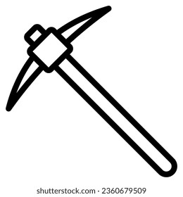 pickaxe icon in line style isolated on white background. Construction tools, vector illustration for graphic design projects