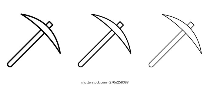 Pickaxe icon linear style sign for mobile concept and web design.