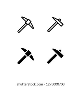 Símbolo vector de logotipo de icono de Pickaxe. Icono de minería de datos