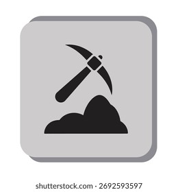 Pickaxe icon. Mining resources with pick axe icon