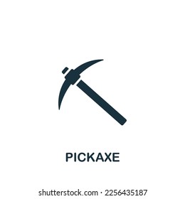 Pickaxe-Symbol. Einfarbiges einfaches Zeichen aus der Sammlung von Bauinstrumenten. Pickaxe Symbol für Logo, Vorlagen, Webdesign und Infografiken.