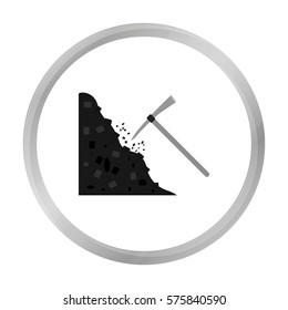 Pickaxe icon in monochrome style isolated on white background. Mine symbol stock vector illustration.